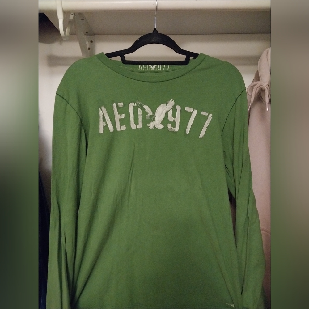 Green Men's long sleeve shirt.